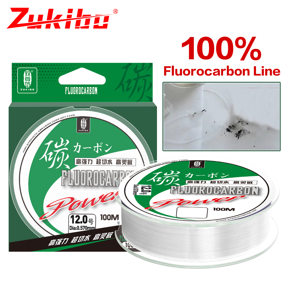 Fluorocarbon Line - ZUKIBO-Ligne de Pêche 100 Fluorocarbone, Monofilament