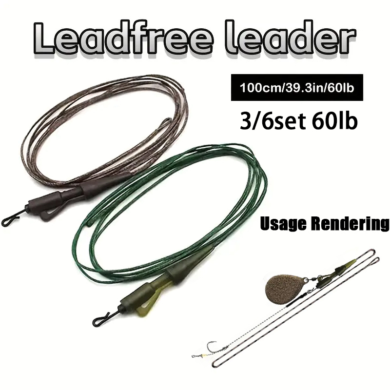 Leader Line - 3/6pc carpe ligne de pêche prêt