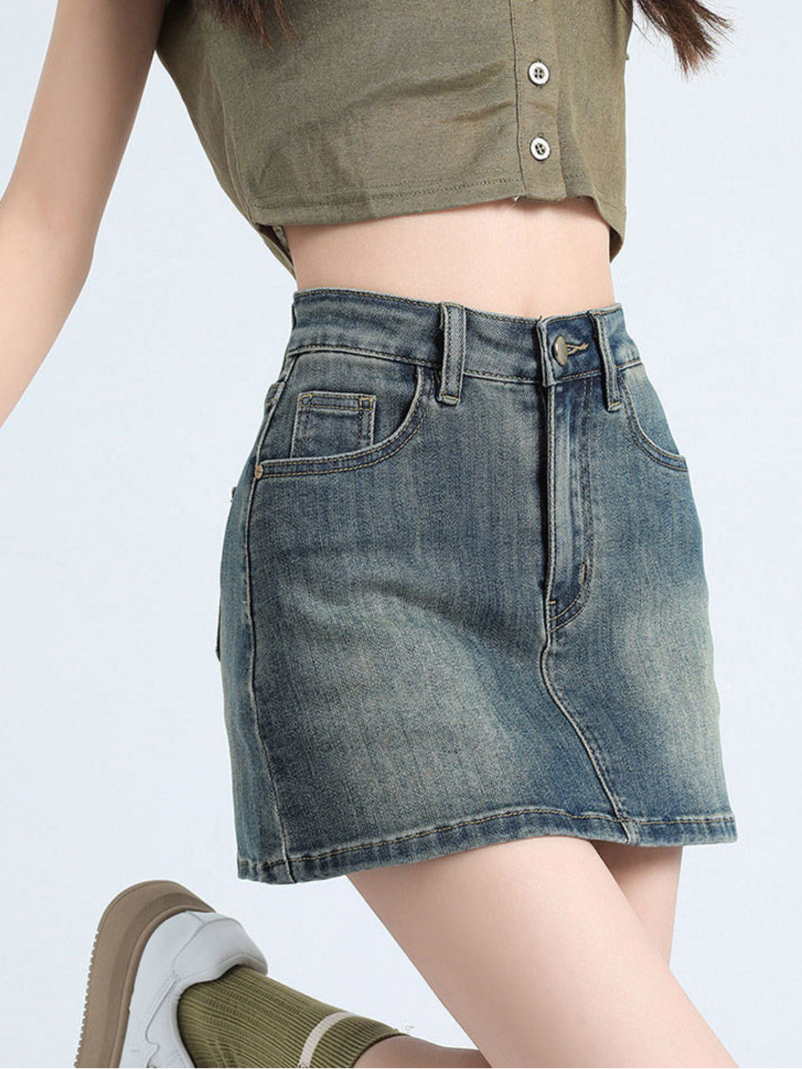Jupe-short en jean délavé vint - Fly Line avis et prix